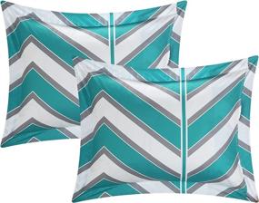 img 2 attached to 🛏️ Chic Home Laredo Aqua Reversible Comforter Sheet Set - Twin X-Long, Chevron and Geometric Prints