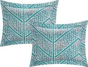 img 1 attached to 🛏️ Chic Home Laredo Aqua Reversible Comforter Sheet Set - Twin X-Long, Chevron and Geometric Prints