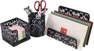 🖇️ easypag 3 piece desk organizer set - letter sorter, pen holder, sticky notes holder - cute office supplies in black логотип