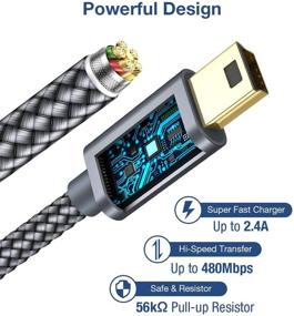 img 3 attached to 🔌 JSAUX Mini USB Cable 2 Pack - 3.3ft+6.6ft Nylon Braided Charger Cord, USB 2.0 Type A to Mini B Compatible with GoPro Hero 3+, PS3 Controller, MP3 Player, Dash Cam, Digital Camera, Garmin Nuvi GPS, and More