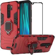 📱 easylifego xiaomi redmi note 8 pro case with 2 pieces tempered glass screen protector - heavy duty armor for enhanced protection and anti-scratch cover in red logo