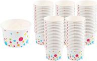 🍦 polka dot design paper ice cream cups - 100-count 8 oz disposable dessert bowls for both hot and cold food, 8-ounce party supplies treat cups for sundae, frozen yogurt, soup, white logo