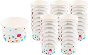 img 4 attached to 🍦 Polka Dot Design Paper Ice Cream Cups - 100-Count 8 oz Disposable Dessert Bowls for Both Hot and Cold Food, 8-Ounce Party Supplies Treat Cups for Sundae, Frozen Yogurt, Soup, White