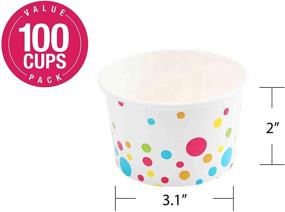 img 3 attached to 🍦 Polka Dot Design Paper Ice Cream Cups - 100-Count 8 oz Disposable Dessert Bowls for Both Hot and Cold Food, 8-Ounce Party Supplies Treat Cups for Sundae, Frozen Yogurt, Soup, White