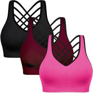 👙 ultimate comfort and support: padded strappy sports bras for women - pack of 3! logo