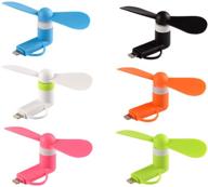 🌬️ stay cool anywhere with mini cell phone fan (6-pack) - colorful and powerful 2-in-1 fan for iphone/ipad/android smartphone/tablet - must-have cell phone summer accessories! logo