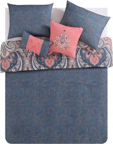 img 3 attached to Soft &amp; Cozy Coral Bedding Set from VCNY Home Casa Real Collection – Stylish Chic Design for Home Décor, Machine Washable, Full/Queen Size, 5 Piece Set