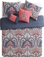 soft &amp; cozy coral bedding set from vcny home casa real collection – stylish chic design for home décor, machine washable, full/queen size, 5 piece set logo