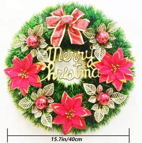 img 3 attached to HITSHIRT Christmas Door Wreath: Festive Holiday Garland with Merry Christmas Letter, Artificial Flowers, Red Bows, and Ornaments - Perfect for Decorating Your Front Door, Wall, or Outdoor Home Décor at Christmas Parties