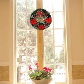 img 1 attached to HITSHIRT Christmas Door Wreath: Festive Holiday Garland with Merry Christmas Letter, Artificial Flowers, Red Bows, and Ornaments - Perfect for Decorating Your Front Door, Wall, or Outdoor Home Décor at Christmas Parties