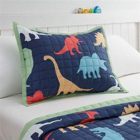 img 1 attached to 🦕 Amazon Basics Kids Dinosaur Squad Reversible Cotton Quilt Sham - Standard: Explore the Dinosaur Squad/ Leafy Green Adventure