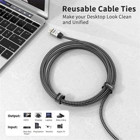 img 2 attached to INTPW 8K HDMI кабель 3фт: Ультра высокая скорость 48Gbps, 3D-плетение с eARC, HDR10 и совместимость с HDCP 2.2/2.3 - Идеальный для 8K ТВ, Xbox Series X, PS5 и Blu-ray.