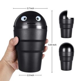 img 3 attached to 🚗 Convenient Car Cup Holder Trash Can - Small Mini Trash Can for Car, Office, and Home (Black)