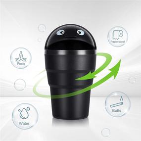 img 1 attached to 🚗 Convenient Car Cup Holder Trash Can - Small Mini Trash Can for Car, Office, and Home (Black)