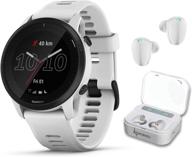 📱 enhanced garmin forerunner 945 lte gps running/triathlon multisport smartwatch with lte connectivity, whitestone + wearable4u white earbuds power bundle logo