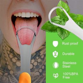 img 2 attached to 👅 Tongue Scraper Cleaner for Adults & Kids | Reduces Bad Breath | Medical Grade Stainless Steel Metal Tongue Cleaner Brush | Improves Oral Hygiene | 2 Pack with Travel Case