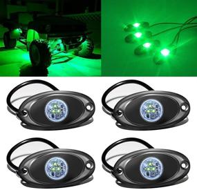 img 4 attached to 🚦 Зеленые водонепроницаемые светодиодные подлокотники Rock Light для Jeep ATV SUV Offroad Car Truck Boat Underbody Glow Trail Rig Lamp подсветка, 12V 24V