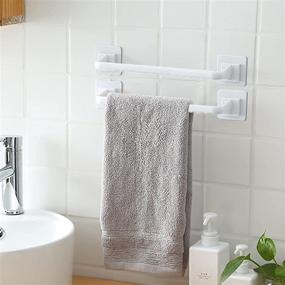 img 2 attached to 🧺 14-inch Towel Bar Single Towel Rack and Holder for Kitchen, Bathroom, and Laundry Room - Non-Drilling Wall Mounted Hanging Towel Organizer (Set of 3)