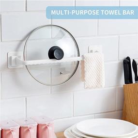 img 1 attached to 🧺 14-inch Towel Bar Single Towel Rack and Holder for Kitchen, Bathroom, and Laundry Room - Non-Drilling Wall Mounted Hanging Towel Organizer (Set of 3)