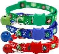 🎄 qkurt 3-pack christmas pet collar for cats - adjustable xmas collar with jingle bell, snowflake pattern neck ring, and fashion nylon bow tie - perfect for small pets and puppies logo