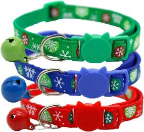 img 1 attached to 🎄 QKURT 3-Pack Christmas Pet Collar for Cats - Adjustable Xmas Collar with Jingle Bell, Snowflake Pattern Neck Ring, and Fashion Nylon Bow Tie - Perfect for Small Pets and Puppies