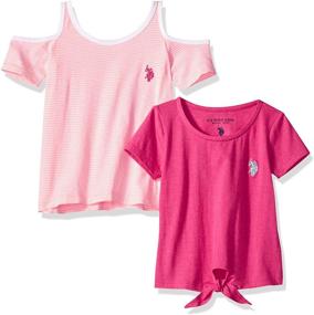 img 1 attached to 👚 U S Polo Assn Маленькая футболка для девочек: Стильные топы, футболки и блузки