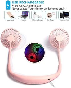 img 1 attached to 🌬️ Hniuyun Portable Neck Fan: 360° Rotation, USB Rechargeable Wearable Cooling Head Fan (Pink)