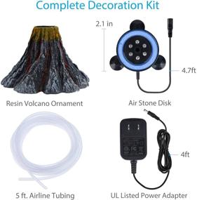 img 1 attached to 🐠 Uniclife Aquarium Volcano Decoration Ornament with LED Light Air Stone Bubbler & 5 ft. Airline Tubing Kit – Perfect for Fish Tanks