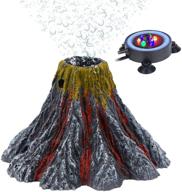 🐠 uniclife aquarium volcano decoration ornament with led light air stone bubbler & 5 ft. airline tubing kit – perfect for fish tanks logo