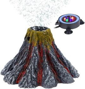img 4 attached to 🐠 Uniclife Aquarium Volcano Decoration Ornament with LED Light Air Stone Bubbler & 5 ft. Airline Tubing Kit – Perfect for Fish Tanks