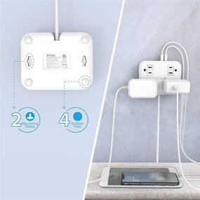 img 1 attached to TROND Flat Plug Power Strip with 4 USB Ports, 4 Slide Outlet Covers, Wall Mountable - Compact Design for Travel, Cruise, Dorm Room - 5ft Power Cord - White