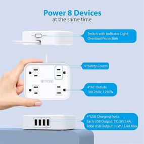 img 2 attached to TROND Flat Plug Power Strip with 4 USB Ports, 4 Slide Outlet Covers, Wall Mountable - Compact Design for Travel, Cruise, Dorm Room - 5ft Power Cord - White