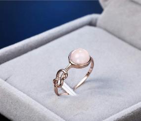 img 1 attached to 💍 Украшения из опала Zhiwen. Потрясающее модное кольцо из розового лунного камня для женщин, покрытое золотом 18К. Свадебное украшение. Размер 6-10 (код США 8)