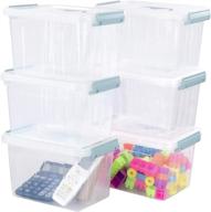 sosody 6 l clear plastic storage bins, small latch storage boxes, 6-pack logo