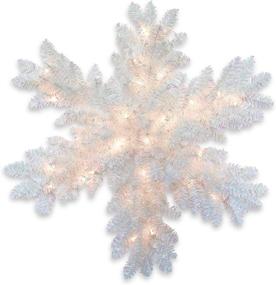 img 4 attached to 🌲 National Tree 32 Inch White Iridescent Tinsel Snowflake: Battery Operated LED Lights with Timer - Warm White Glow