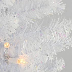 img 2 attached to 🌲 National Tree 32 Inch White Iridescent Tinsel Snowflake: Battery Operated LED Lights with Timer - Warm White Glow