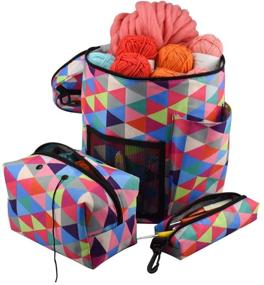 img 3 attached to 🧶 Katech Yarn Storage Bags Travel Set - 3-Piece Knitting Bags for Organizing Yarn, Crochet Hooks, and Knitting Needles