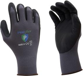 img 4 attached to Affordable 3 Pairs Work Gloves, Protective Nitrile Coated Safety Gloves for Men - Size 9/L (3 Pair)