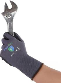 img 2 attached to Affordable 3 Pairs Work Gloves, Protective Nitrile Coated Safety Gloves for Men - Size 9/L (3 Pair)