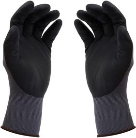 img 3 attached to Affordable 3 Pairs Work Gloves, Protective Nitrile Coated Safety Gloves for Men - Size 9/L (3 Pair)