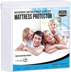img 4 attached to 🛏️ Utopia Bedding Premium Waterproof Twin Mattress Protector - 200 GSM, Breathable Cover, Fitted Style with Stretchable Pockets, Mattress Protection