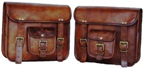 img 4 attached to Brown Leather Motorcycle Side Pouch Saddlebags Saddle Panniers - Set of 2