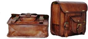 img 1 attached to Brown Leather Motorcycle Side Pouch Saddlebags Saddle Panniers - Set of 2