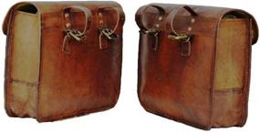 img 2 attached to Brown Leather Motorcycle Side Pouch Saddlebags Saddle Panniers - Set of 2