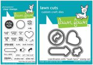 🌿 lawn fawn push here interactive card sentiments stamp and die set - explore fun innovative card design logo