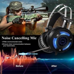 img 1 attached to ALWUP Stereo Gaming Headset for PS4, Xbox One, PC - Lightweight Noise Cancelling Over Ear Headphones with Surround Sound, Anti-Noise Mic and Soft Memory Earmuffs