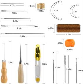 img 4 attached to 🧵 33-Piece Leather Sewing Kit: Hand Sewing Craft & Upholstery Repair Set with Needles, Thread Spool, Tape Measure, Scissors, Large-Eye Stitching Needles, Drilling Awls, and More