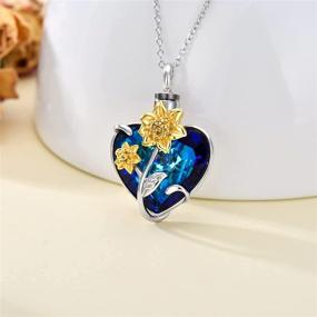 img 1 attached to 🌻 Sterling Silver Sunflower and Dragonfly Abalone Urn Necklace - Cremation Pendant Necklace for Ashes - Always in My Heart Memory Gift for Family