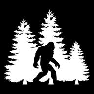 bigfoot trees forest vinyl decal sticker - 5.5-inch white decal for cars, trucks, vans, suvs, windows, walls, cups, laptops - mks0678 logo