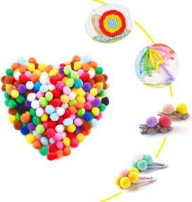 img 1 attached to 800-Piece Set of Small Multicolor Pompoms in 5 Assorted Sizes (1cm, 1.5cm, 2cm, 2.5cm, 3.5cm) - Elastic Arts and Crafts Pompom Balls for DIY Creative Decorations, Hobby Supplies, Kids Projects